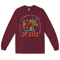 Burgundy in the waiting there was jesus Long Sleeve Tee - MaliasSmallBusiness