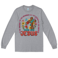 Heather Grey in the waiting there was jesus Long Sleeve Tee - MaliasSmallBusiness