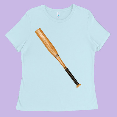 Wooden Softball Bat Ladies Tee Designed By Fadigitalartstudio
