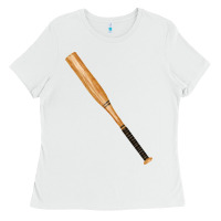 White wooden softball bat Ladies Tee - FaDigitalArtStudio