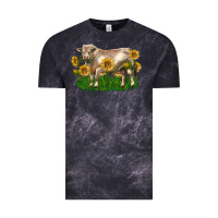 Charolais Bull With Sunflowers Vintage Tee | Teevron
