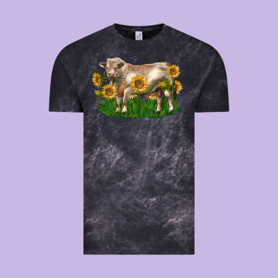 Charolais Bull With Sunflowers Vintage Tee Designed By Lillyallendesigns
