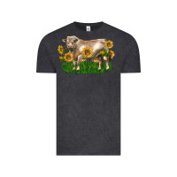 Vintage Black charolais bull with sunflowers Vintage Tee - LillyAllenDesigns