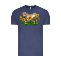 Vintage Denim charolais bull with sunflowers Vintage Tee - LillyAllenDesigns