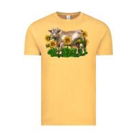 Vintage Mustard charolais bull with sunflowers Vintage Tee - LillyAllenDesigns