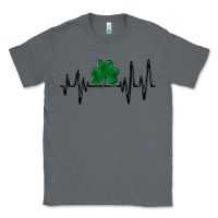 Charcoal Heather shamrock heartbeat Classic Tee - MaliasSmallBusiness