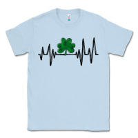 Dusty Blue shamrock heartbeat Classic Tee - MaliasSmallBusiness