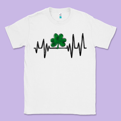 Shamrock Heartbeat Classic Tee Designed By Maliassmallbusiness