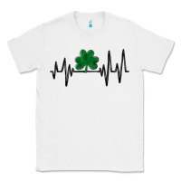 White shamrock heartbeat Classic Tee - MaliasSmallBusiness