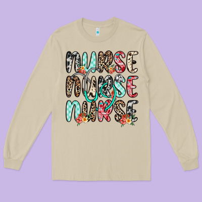 Nurse Nurse Nurse Long Sleeve Tee Designed By Nancycooperartshop