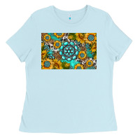 Baby Blue western turquoise and sunflowers skinny metal can holder Ladies Tee - HRA Design Shop