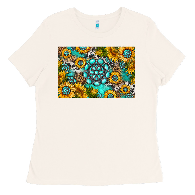 Western Turquoise And Sunflowers Skinny Metal Can Holder Ladies Tee by HRA Design Shop | Teevron
