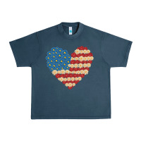 Midnight Navy american heart flag Urban Heavy Tee - MaliasSmallBusiness