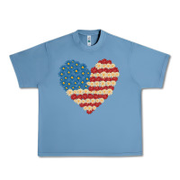 Pebble Blue american heart flag Urban Heavy Tee - MaliasSmallBusiness