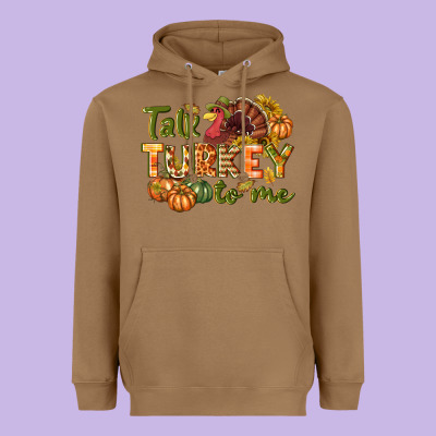 Talk Turkey To Me Thanksgiving P Heavyweight Hoodie Designed By Nancycooperartshop
