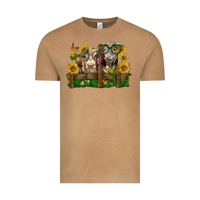 Hereford Bull And Heifer With Sunflowers Vintage Tee by LillyAllenDesigns | Teevron