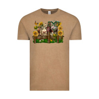 Vintage Coffee hereford bull and heifer with sunflowers Vintage Tee - LillyAllenDesigns