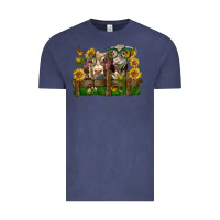 Vintage Denim hereford bull and heifer with sunflowers Vintage Tee - LillyAllenDesigns