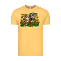 Vintage Mustard hereford bull and heifer with sunflowers Vintage Tee - LillyAllenDesigns