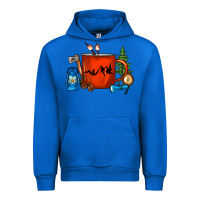 Cobalt Camper Coffee Cup Urban Hoodie - FaDigitalArtStudio