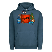 Pigment Midnight Navy Camper Coffee Cup Urban Hoodie - FaDigitalArtStudio