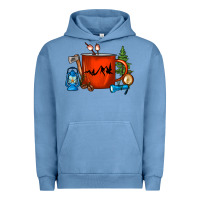 Pigment Pebble Blue Camper Coffee Cup Urban Hoodie - FaDigitalArtStudio