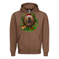 Chestnut christmas bear  wreath Zipper Hoodie - BarkalooDesign