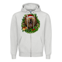 Dove Grey christmas bear  wreath Zipper Hoodie - BarkalooDesign