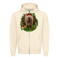 Sandshell christmas bear  wreath Zipper Hoodie - BarkalooDesign