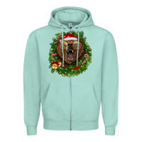 Christmas Bear  Wreath Zipper Hoodie | Teevron