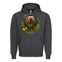 Smoke christmas bear  wreath Zipper Hoodie - BarkalooDesign