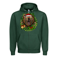 Sports Green christmas bear  wreath Zipper Hoodie - BarkalooDesign