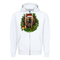 White christmas bear  wreath Zipper Hoodie - BarkalooDesign