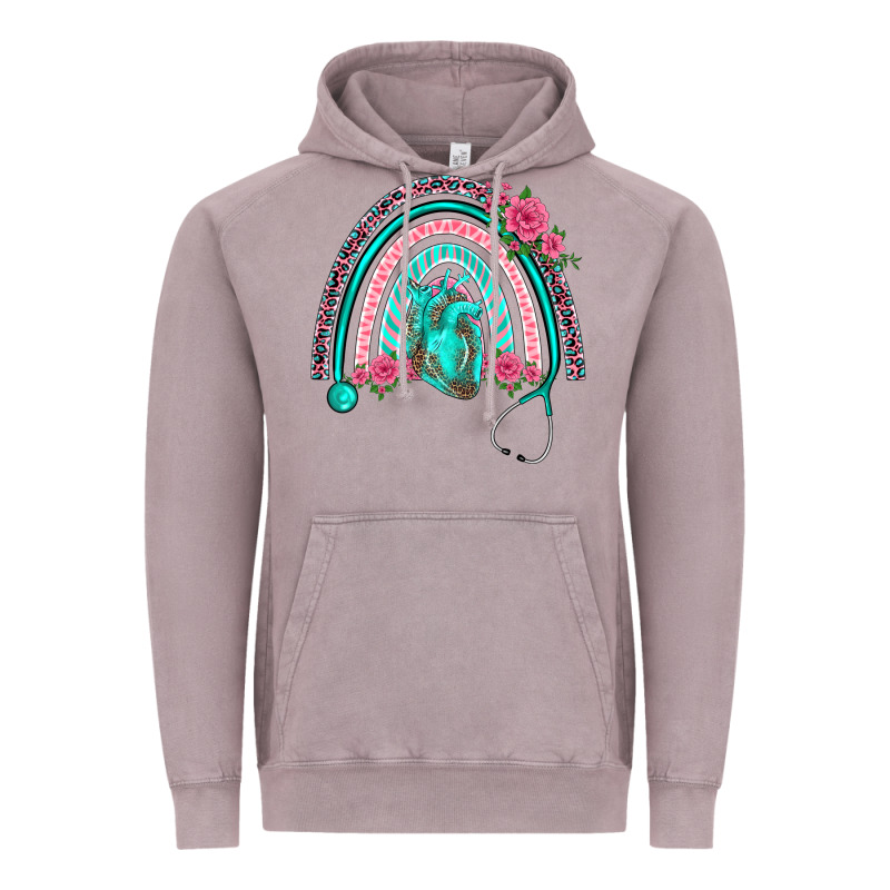 Nurse Life Spring Stethoscope Heart Rainbow Vintage Hoodie by BarkalooDesign | Teevron