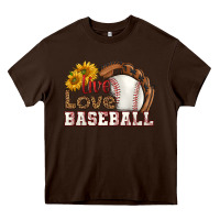 Chocolate Brown live love baseball Heavy Core Tee - HRA Design Shop