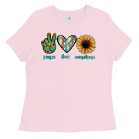 Bubblegum Pink peace love sunshine Ladies Tee - JahusDesignShop