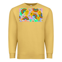 Antique Gold smile faces and rainbow and daisys Premium Sweatshirt - TumblerDesignByShophia