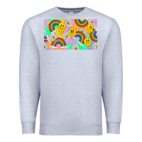 Heather Grey smile faces and rainbow and daisys Premium Sweatshirt - TumblerDesignByShophia