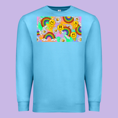 Smile Faces And Rainbow And Daisys Premium Sweatshirt Designed By Tumblerdesignbyshophia
