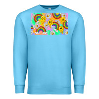 Ocean Blue smile faces and rainbow and daisys Premium Sweatshirt - TumblerDesignByShophia