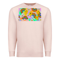 Pale Pink smile faces and rainbow and daisys Premium Sweatshirt - TumblerDesignByShophia