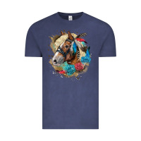 Vintage Denim haflinger horse floral Vintage Tee - LillyAllenDesigns