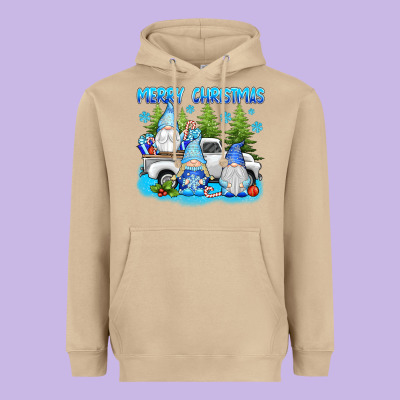 Merry Christmas Gnomies Heavyweight Hoodie Designed By Texasbilliewilder