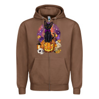 Chestnut halloween black cat pumpkin Zipper Hoodie - BarkalooDesign