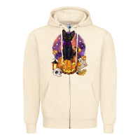Sandshell halloween black cat pumpkin Zipper Hoodie - BarkalooDesign