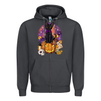 Smoke halloween black cat pumpkin Zipper Hoodie - BarkalooDesign