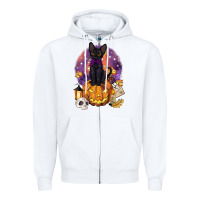 White halloween black cat pumpkin Zipper Hoodie - BarkalooDesign