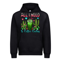 Black All I Need Is Coffee Cactus Frappe Urban Hoodie - FaDigitalArtStudio