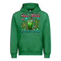 Emerald All I Need Is Coffee Cactus Frappe Urban Hoodie - FaDigitalArtStudio