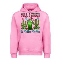 Fuchsia Pink All I Need Is Coffee Cactus Frappe Urban Hoodie - FaDigitalArtStudio